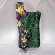 Kanaka Maoli (Hawaiian) Hooded Blanket - Hibiscus Turtle Tattoo Gray A02