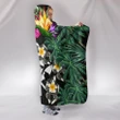 Kanaka Maoli (Hawaiian) Hooded Blanket - Hibiscus Turtle Tattoo Black A02