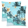Cook Islands Pillow Cases - Blue Turtle Hibiscus A24