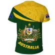 1sttheworld Australia T-shirt, Australia Round Kangaroo Aboriginal Green A10
