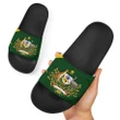 1sttheworld Australia Slide Sandals, Australia Coat Of Arms Green A10