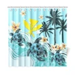 Hawaii Shower Curtain - Blue Turtle Hibiscus A24