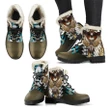 Native American Faux Fur Leather Boots - Mandala 1st - Umber - Right and Left - for Women