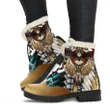 Native American Faux Fur Leather Boots - Mandala 2th - Amber - Right and Left - for Women