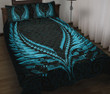 New Zealand Quilt Bed Set Aotearoa - Maori Fern Tattoo Bleu Clair A7