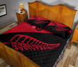 New Zealand Quilt Bed Set - Silver Fern Koru Red | Love The World
