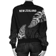 1sttheworld Custom Aotearoa New Zealand - Maori Silver Fern Bomber Jacket Women Black A10