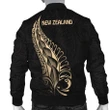 1sttheworld Aotearoa New Zealand Bomber Jacket Men - Maori Silver Fern Gold A10