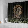 Viking Style - Shower Curtain Owl Celtic On Triskels Background
