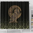Viking Style - Shower Curtain Owl Celtic On Triskels Background