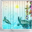 1sttheworld Hawaii Shower Curtains - View sea Hawaii with Turtle and Whale - BN17