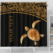 Turtle Custom Personalised Shower Curtain - Polynesian Gold Curve Style - BN12