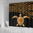 Turtle Shower Curtain - Polynesian Gold Curve Style - BN12