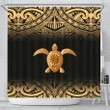Turtle Shower Curtain - Polynesian Yellow Fog Style