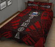 Samoa Quilt Bed Set - Black Red Tattoo Style - BN12