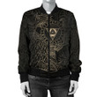 Vikings Bomber Jacket (Women) - Valknut with Helm of Awe and Horn Triskelion