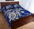 Chuuk Polynesian Quilt Bed Set - White Turtle (Blue) - BN1518