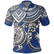 Chuuk Polynesian Polo Shirt  - White Turtle (Blue)