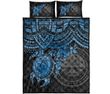Federated States Of Micronesia Quilt Bed Set - Blue Turtle