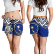 Chuuk Polynesian Short (Women)  - White Turtle (Blue) - BN1518