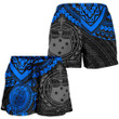 Samoa Polynesian Shorts (Women) - Blue Turtle