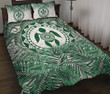 Turtle Polynesian Quilt Bed Set Palm Leave Green White - BN39
