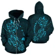 Hawaii Family Turtles Map Polynesian Zip Up Hoodie - Blue front and back | 1sttheworld.com