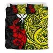 Hawaii Bedding Set - Polynesian Patterns With Hibiscus Flowers