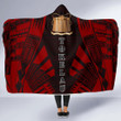 Tokelau Hooded Blanket - Polynesian Tattoo Red - BN0110