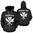 Hawaii Kanaka Polynesian Zip - Up Hoodie White - AH - J7