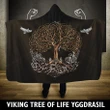 Viking Hooded Blanket - Viking Tree Of Life Yggdrasil A7