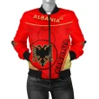 Albania Women Bomber Jacket Circle Stripes Flag Version