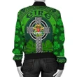 Ireland St. Patrick's Day Women's Bomber Jacket - Leprechaun with Celtic Claddagh Ring Cross - BN21