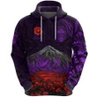 (Custom Personalised) Warriors Rugby Hoodie New Zealand Mount Taranaki With Poppy Flowers Anzac Vibes - Purple, Custom Text And Number A7