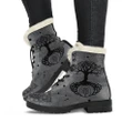 Celtic Wicca Faux Fur Leather Boots - GREY TREE OF LIFE - BN21