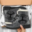 Celtic Wicca Faux Fur Leather Boots - GREY TREE OF LIFE - BN21