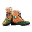 Celtic Ireland Faux Fur Leather Boots - Irish Shamrock with Traditional Harp - BN21