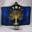Celtic Wicca Hooded Blanket - Moon Phases & Tree Of Life - BN22