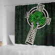 Ireland Celtic Shower Curtain - Celtic Cross & Shamrock Skew Style - BN22