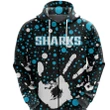 (Custom Personalised) Sharks Rugby Indigenous Zip Hoodie Minimalism Version, Custom Text and Number