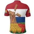 Netherlands Windmill and Tulips Polo Shirt K4