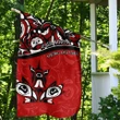 Canada Day Garden Flag - Haida Maple Leaf Style Tattoo Red