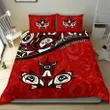 Canada Day Bedding Set - Haida Maple Leaf Style Tattoo Red