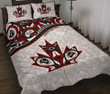 Canada Day Quilt Bed Set - Haida Maple Leaf Style Tattoo White