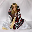 Canada Day Hooded Blanket - Haida Maple Leaf Style Tattoo White