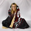 Canada Day Hooded Blanket - Haida Maple Leaf Style Tattoo Black