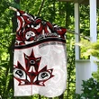 Canada Day Garden Flag - Haida Maple Leaf Style Tattoo White
