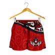 Canada Day All Over Print Women's Shorts - Haida Maple Leaf Style Tattoo Red