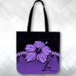 (Custom) Polynesian Tote Bag Hibiscus Personal Signature Purple A02