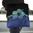 (Custom) Polynesian Tote Bag Hibiscus Personal Signature Blue A02